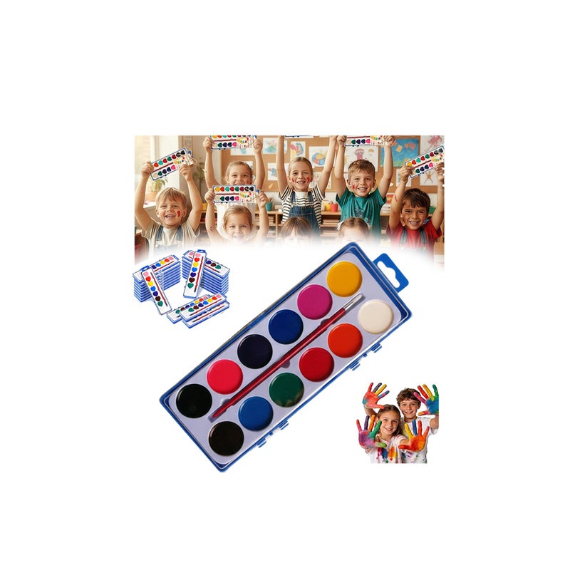 Valentine's Day Mini Watercolor Paint Sets,8 Color Heart Shape Watercolor Paint Set for Kids with Paintbrush,Water color Paints for Prizes Exchange Gifts,Valentine's Day Gifts,Party Favor,Classroom - Image 1